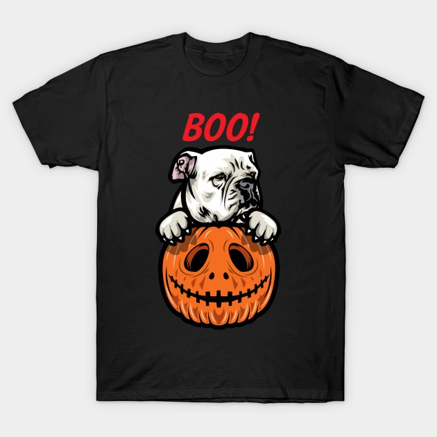 Halloween Pumpkin American Bulldog T-Shirt by IPRINT